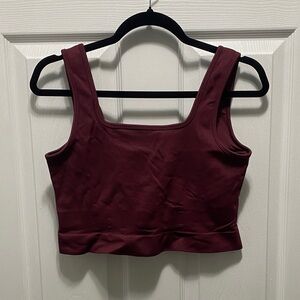 Burgundy Crop Top with Shelf Bra
